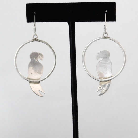SOLD......Mexican Earrings Silver PARROT Stone i15 - Picture 3 of 4